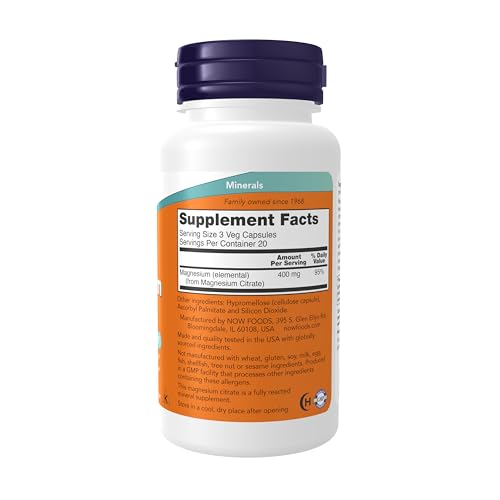 Buy now Now Supplements, Magnesium Citrate, Enzyme Function*, Nervous System Support*, 60 Veg Capsules at indiglob india
