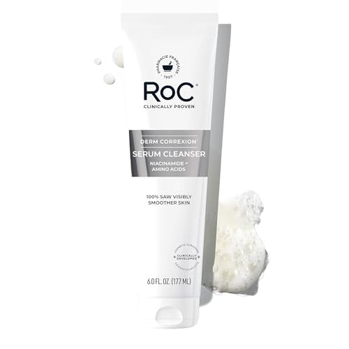 Buy now RoC Retinol Correxion Deep Wrinkle Serum Facial Cleanser with Niacinamide for Anti-Aging & Fine Lines, Makeup Remover, Ophthalmologist Tested Skin Care, 6 oz at indiglob india