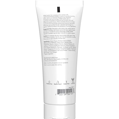 Buy now NOW Solutions, MSM Healthy Skin Liposome Lotion, Rejuvenating Cream with Almond Oil and Aloe, 8-Ounce at indiglob india