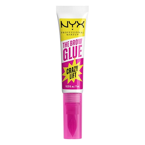 Buy now NYX PROFESSIONAL MAKEUP The Brow Glue Crazy Lift, Brow Lamination Gel with 16HR Strong Hold & Built-In Styling Comb - Clear Eyebrow Gel at indiglob india