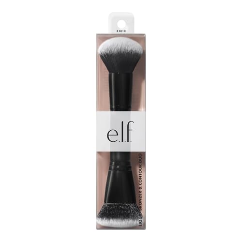 Buy now e.l.f. Liquid Bronzer & Contour Duo Brush, Silky Highly Pigmented Formula with Dual-ended Makeup Brush, Synthetic Bristles, 100% Vegan and Cruelty-Free at indiglob india