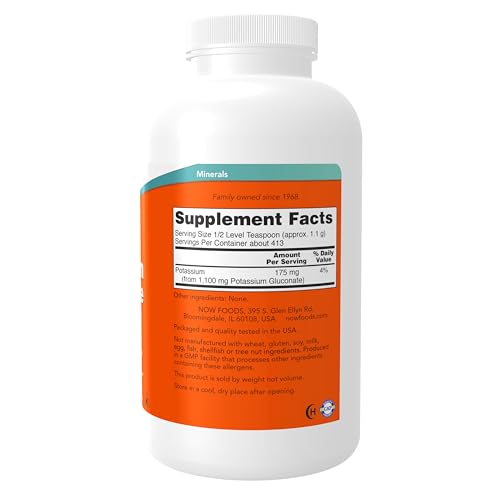 Buy now NOW Foods Supplements, Potassium Gluconate Pure Powder 175 mg, Essential Mineral*, 1-Pound at indiglob india