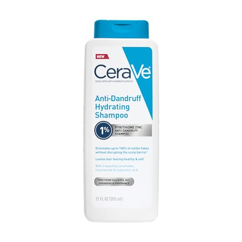 Buy now CeraVe Hydrating Anti Dandruff Shampoo, 1% Pyrithione Zinc Dandruff Treatment With Ceramides, Niacinamide & Hyaluronic Acid, Helps Eliminate Flakes & Provides Itchy Scalp Relief, Sulfate Free, 12 Oz at indiglob india