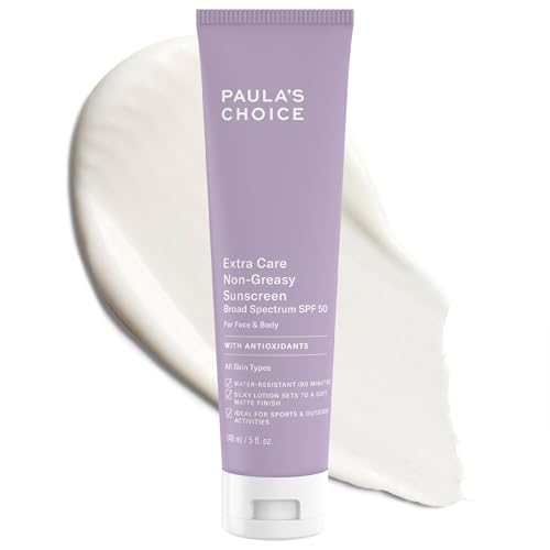 Buy now Paula's Choice Extra Care Oil Free Sunscreen for Face, SPF 50 Face & Body Sunscreen, Daily Moisturizing Lotion with Aloe & Vitamin A/C, Sweat & Water Resistant, Fragrance-Free, UVA/UVB Protection, 5oz at indiglob india