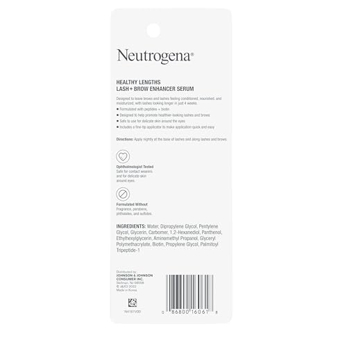 Buy now Neutrogena Healthy Lash + Brow Enhancer Serum For Unisex Adult Formulated with Biotin & Peptides; Nourishing & Conditioning Serum to Enhance the Look of Lashes & Eyebrows, 0.08 oz at indiglob india