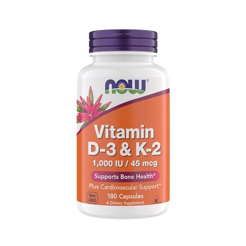 Buy now Now Supplements Vitamin D3 K2, 1,000 IU/45 mcg, Cardiovascular Support, Supports Bone Health, 180 Vegetarian Capsules - Vegan, Gluten Free, Kosher Vitamin D3 and K2 Supplements (Pack of 1) at indiglob india
