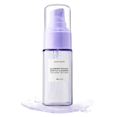 Buy now Glow Recipe Blueberry Bounce Exfoliating Face Wash, Travel Size - Foaming Facial Cleanser, Makeup Remover & Clarifying Mask - Hydrating Hyaluronic Acid & Gentle AHA for Sensitive Skin - Vegan, 30ml at indiglob india
