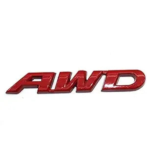 Buy now EmbRoom AWD Emblem, 3D Metal Tailgate Side Sticker Badge Replacement For 4x4 All Wheel Drive SUV Off Road (Chrome) Red at indiglob india