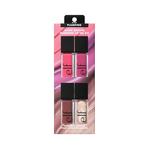 Buy now e.l.f. Glow Reviver Plumping Lip Oil Kit, Nourishing Tinted Lip Oils For A High-Shine Finish, Infused With Jojoba Oil, Vegan & Cruelty-Free, 4 Shades at indiglob india
