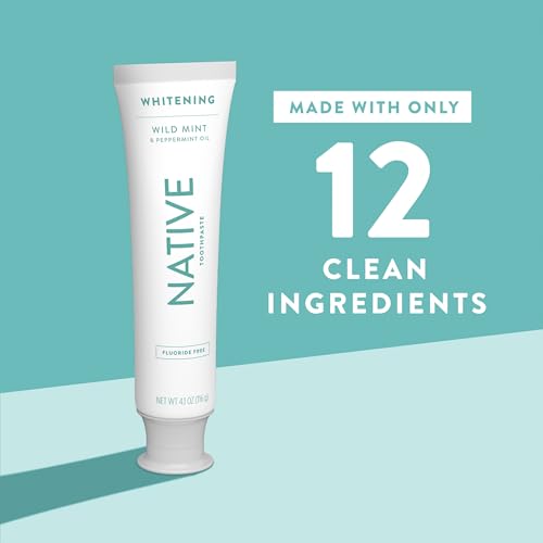 Buy now Native Fluoride Free Toothpaste, Whitening - for Adult, Kids 2+ Oral Care - Wild Mint & Peppermint Oil Flavor, 4.1oz (Pack of 3) at indiglob india