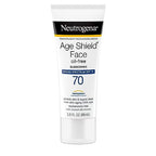 Buy now Neutrogena Age Shield Face Oil-Free Sunscreen Lotion with Broad Spectrum SPF 70, Non-Comedogenic Moisturizing Sunscreen to Help Prevent Signs of Aging, PABA-Free, 3 fl. oz (Pack of 3) at indiglob india
