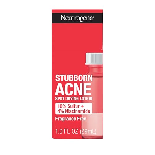 Buy now Neutrogena Stubborn Acne Spot Drying Lotion, Fragrance-Free Sulfur Acne Treatment Clears Acne By Drying Up & Shrinking Pimples, Paraben- & Oil-Free, 10% Sulfur & 4% Niacinamide, 1.0 fl. oz at indiglob india