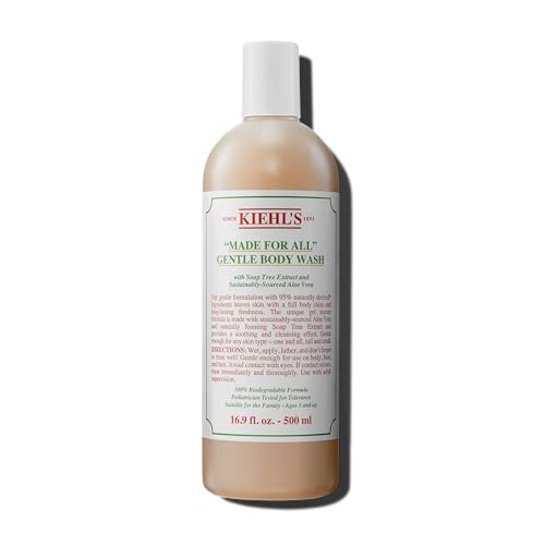 Buy now Kiehl's Made for All Gentle Body Cleanser, Shower Gel for Body & Hair, with Aloe Vera & Soap Tree Extract, Suitable for Family, All Skin Types, Dermatologist-tested, Pediatrician-tested - 16.9 fl oz at indiglob india