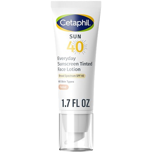 Buy now CETAPHIL Everyday Sunscreen Tinted Lotion for Face, 1.7 fl oz, 100% UVA/UVB Mineral Sunscreen: Titanium Dioxide & Zinc Oxide, SPF 40, For Sensitive Skin at indiglob india