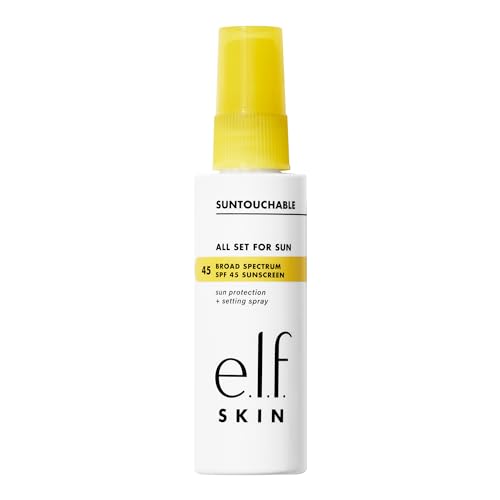Buy now e.l.f. SKIN All Set For Sun SPF 45, Setting Spray With SPF 45 For Long-Lasting Makeup, Weightless, Non-Greasy Formula, Vegan & Cruelty-Free, Packaging May Vary at indiglob india