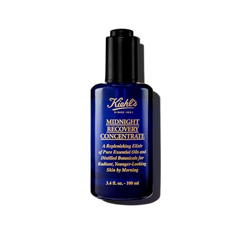 Buy now Kiehl's Midnight Recovery Concentrate Moisturizing Face Oil, Lightweight Facial Serum, Restores Skin Radiance Overnight, Reduces Fine Lines, Refines Skin Texture, 99.4% Naturally Derived - 3.4 fl oz at indiglob india