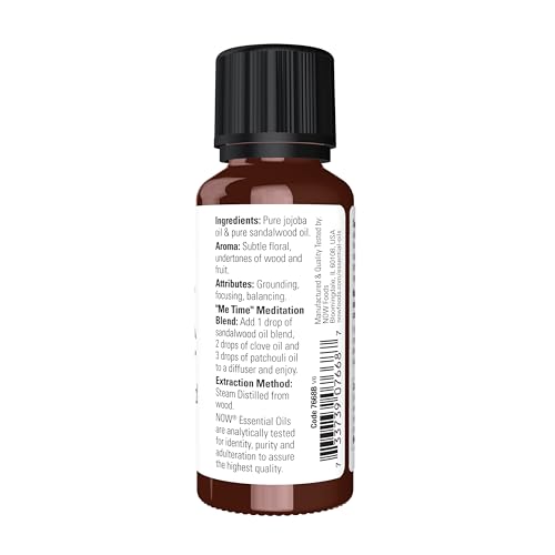 Buy now NOW Essential Oils, Sandalwood Oil, 14% Blend of Pure Sandalwood Oil in Pure Jojoba Oil, Grounding Essential Aromatherapy, Child Resistant Cap, 1-Ounce at indiglob india