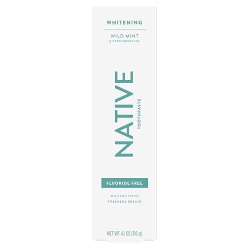 Buy now Native Fluoride Free Toothpaste, Whitening - for Adult, Kids 2+ Oral Care - Wild Mint & Peppermint Oil Flavor, 4.1oz (Pack of 3) at indiglob india