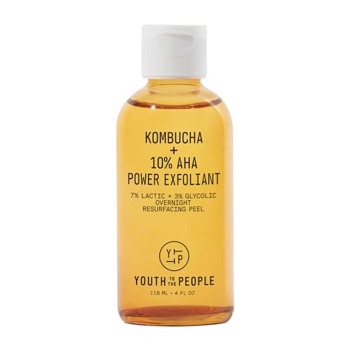 Buy now Youth To The People Kombucha + 10% AHA Power Exfoliant (4 fl oz), Overnight Resurfacing Peel, Helps Fade Discoloration + Smooth Skin Texture, Lactic + Glycolic Acid, Fragrance-free, Vegan at indiglob india