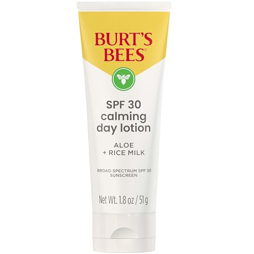 Buy now Burt's Bees SPF 30 Calming Day Face Lotion With Aloe and Rice Milk for Sensitive Skin, Sunscreen Face Lotion Soothes Redness and Irritation, 99.4 Percent Natural Origin Skin Care, 1.8 oz. Tube at indiglob india