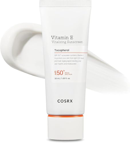 Buy now COSRX Vitamin E Vitalizing Face Sunscreen SPF 50, 1.69 fl oz, SPF Moisturizer, Lightweight under Makeup, Travel Essentials, Summer Essentials, Korean Skin Care, Korean Sunscreen for Face at indiglob india