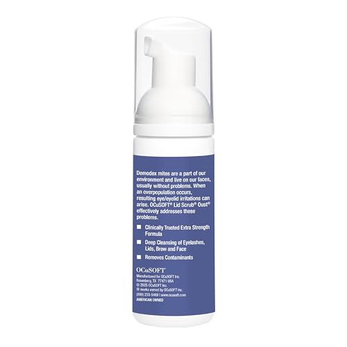 Buy now OCuSOFT Oust Demodex Foam Cleanser - Extra Strength - Foaming Cleanser for Eyelids & Eyelashes with Tea Tree Oil - Eyelid Cleanser to Remove Oil, Debris & Pollen - 1.68 fl oz at indiglob india