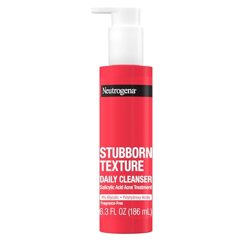 Buy now Neutrogena Stubborn Texture Daily Acne Facial Cleanser, Salicylic Acid Face Wash + Glycolic & Polyhydroxy Acids, Fragrance-Free, 6.3 fl. oz at indiglob india
