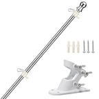 Buy now 6 FT Flag Pole Kit,Stainless Steel Heavy Duty Flagpole and White Flagpole Mounting Bracket Rustproof for Outdoor Garden Roof Walls Yard Truck at indiglob india