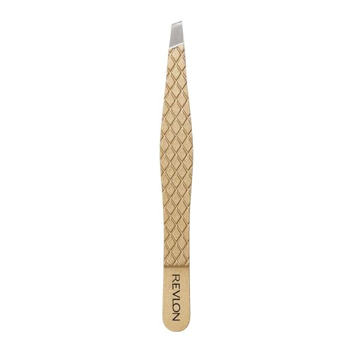 Buy now Revlon Gold Series Slanted Tip Tweezers, Ultra-Sharp for Precision Eyebrow Shaping and Facial Hair Removal, Diamond and Titanium-Coated for Durability, 1 Count at indiglob india