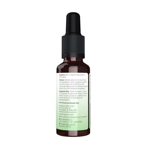 Buy now NOW Solutions, Organic Rose Hip Seed Oil, Certified Organic and 100% Pure, For Facial Care, Expeller Pressed, Vegan, Child Resistant Euro Dropper, 1-Ounce at indiglob india