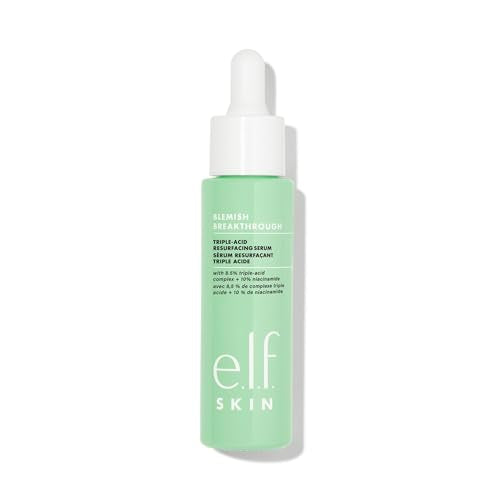 Buy now e.l.f. SKIN Blemish Breakthrough Triple-Acid Resurfacing Serum, Hydrating Night Serum For Fighting Blemishes, Helps Improve Skin Tone & Texture at indiglob india