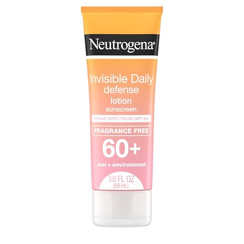 Buy now Neutrogena Invisible Daily Defense Fragrance-Free Sunscreen Lotion, Broad Spectrum SPF 60+, Oxybenzone-Free & Water-Resistant, Sun & Environmental Aggressor Protection, 3.0 fl. oz at indiglob india