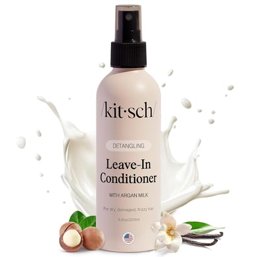 Buy now Kitsch Argan Milk Leave In Conditioner Spray â€“ Hair Detangler Spray for Curly, Wavy, Fine, Dry & Damaged Hair - Silicone-Free | Ideal Gifts for Women - 6.3oz at indiglob india