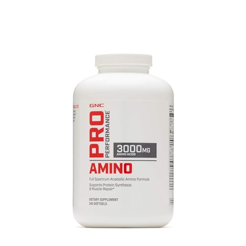 Buy now GNC Pro Performance Amino 3000mg, 240 Softgels, Supports Protein Synthesis and Muscle Repair at indiglob india