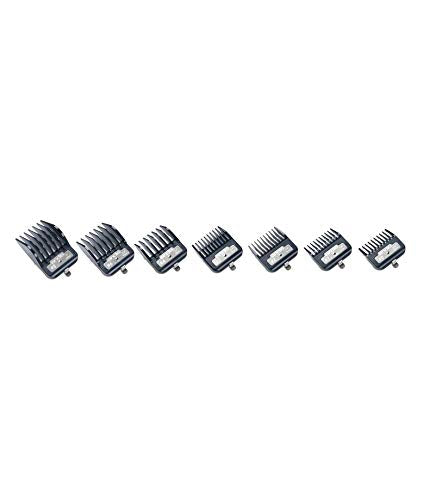 Buy now Andis Master Series Premium Hair Clipper Attachment Comb Set, Clipper Guards Cutting Guides with Metal Clip, Black, 7 Count at indiglob india