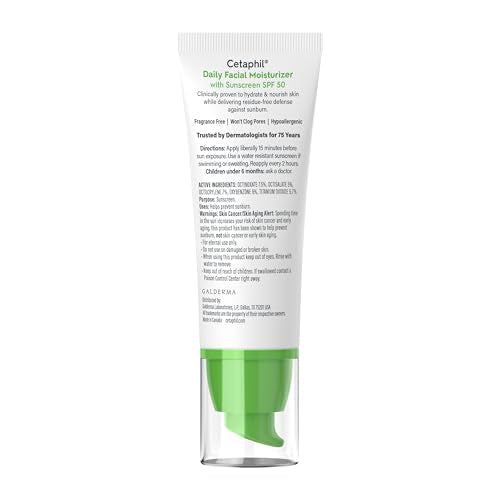Buy now Cetaphil Daily Facial Moisturizer SPF 50, 1.7 Fl Oz (Pack of 2), Gentle Facial Moisturizer For Dry to Normal Skin Types, No Added Fragrance, Dermatologist Recommended (Packaging May Vary) at indiglob india