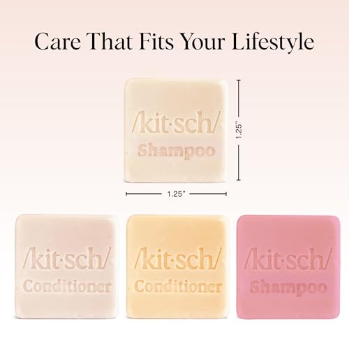 Buy now Kitsch Shampoo and Conditioner Set - 4pc Sampler Bars with Rice Water Shampoo and Conditioner, Castor Oil Shampoo & Coconut Oil Conditioner - Bottle-Free Beauty for Hair Growth, Repair & Moisture at indiglob india