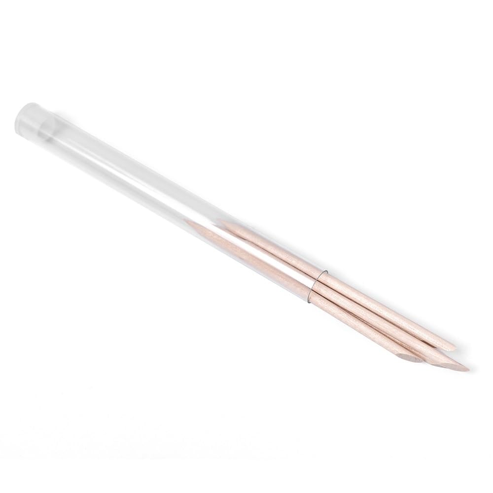 5PCS Orange Wood Nail Sticks Double Sided Cuticle Pusher Remover Multi Functional Orange Wood Cuticle Sticks Manicure Pedicure Tool With Clear Storage Tube