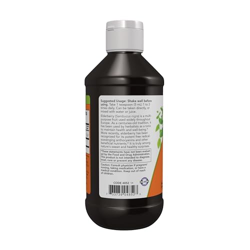 Buy now NOW Foods Supplements, Elderberry Liquid 500 mg, 10:1 Concentrate, Free Radical Scavenger*, 8-Ounce at indiglob india