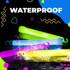 Ultra Bright Glow Sticks in waterproof packaging, featuring vibrant colors for outdoor fun. Available at Curat Cart.