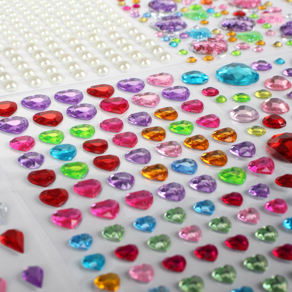 Elevate your crafts with premium imported self-adhesive jewels from Curat Cart, featuring vibrant colors and various shapes.