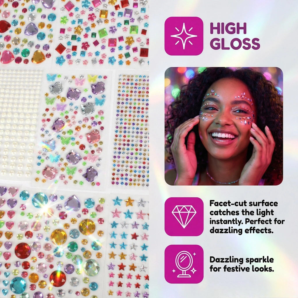 Self Adhesive Jewels for Crafts offer dazzling sparkle for festive looks. Ideal for creative projects, available at Curat Cart.