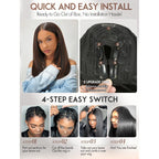 An easy-install Yaki Straight U Part Wig with layered design. Comes with clips for secure fit and clear installation steps.