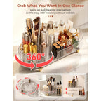 Stylish Booklov rotating makeup organizer showcases a clear design, allowing easy access to makeup essentials from all angles.