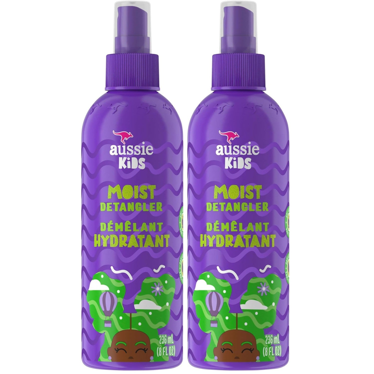 Aussie Kids Moist Detangler Spray, Sulfate & Paraben Free, Moisturizing & Tangle-Free Hair Care for Kids, Cruelty-Free, 8 Fl Oz Each, 3 Pack
