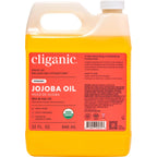 Cliganic Organic Jojoba Oil 16oz with Pump, 100% Pure | Bulk, Moisturizing Oil for Face, Hair, Skin & Nails | Natural Cold Pressed