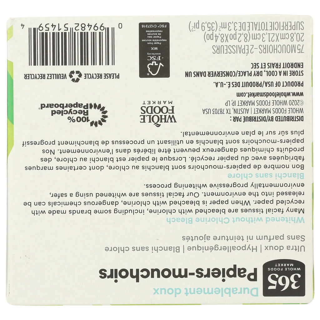 Whole Foods Market Facial Tissue, 100% Authentic, available at Curat Cart in India. Soft and strong for everyday use.