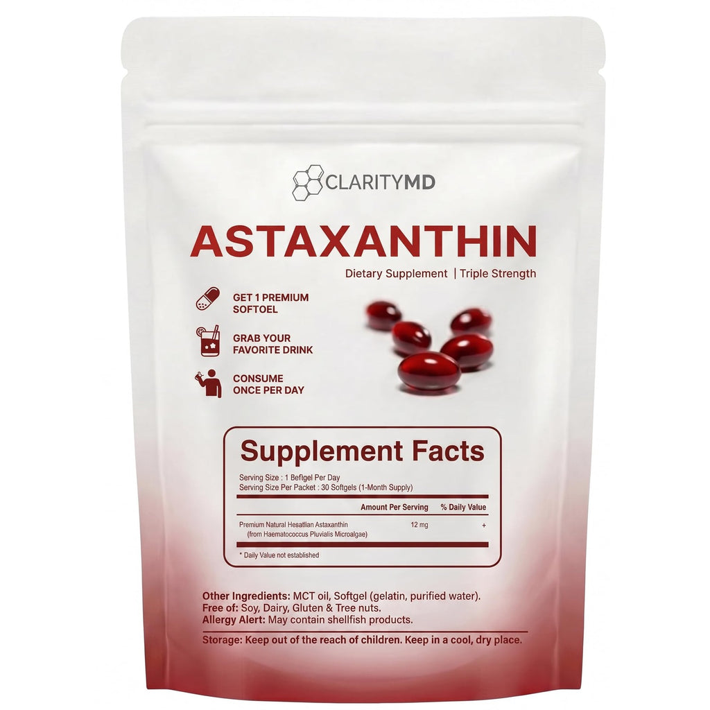 Astaxanthin 12mg Antioxidants Supplement – Natural Microalgae Source – Lipid-Based Softgel for Enhanced Absorption – Cognitive, Vision & Joint Support – 30 Softgels (Pack of 1)