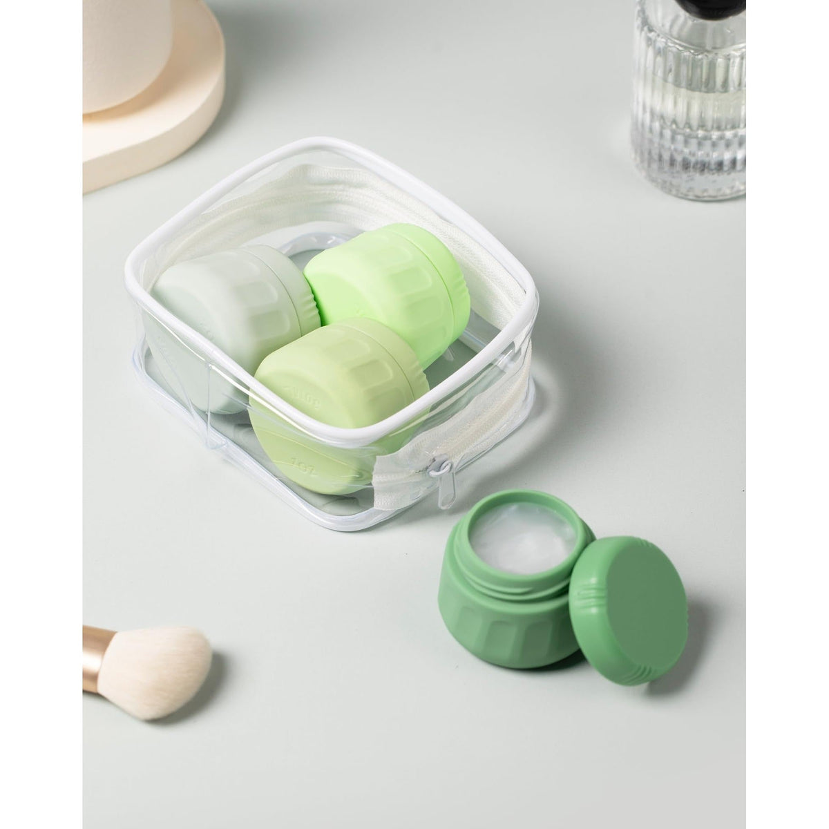 Premium travel containers for toiletries, featuring eco-friendly design, perfect for on-the-go organization.