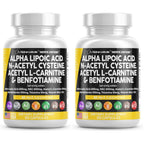 Alpha Lipoic Acid 600mg N-Acetyl Cysteine 600mg Acetyl L-Carnitine 500mg Benfotiamine 300mg - Nerve Support Supplement for Women and Men with Vitamin B1 B6 & B12 - Made in USA 90 Caps